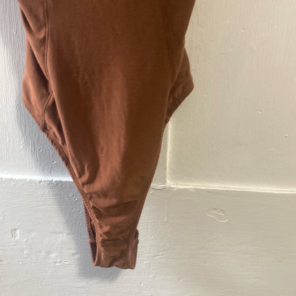 HAH We Are Brown Bodysuit One Piece with Scoop Neck and High-Cut Legs - Picture 6 of 9